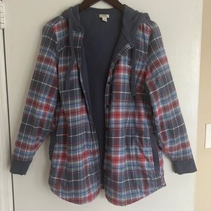 Women's Plaid Flannel Shirt, Relaxed Hoodie